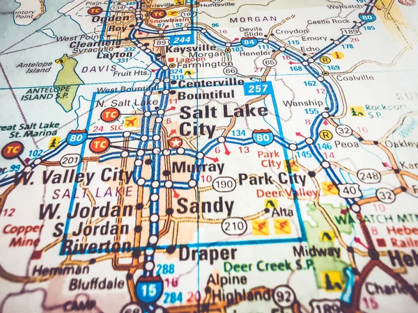 Salt Lake City Usa Mapa Fondo — Foto de Stock