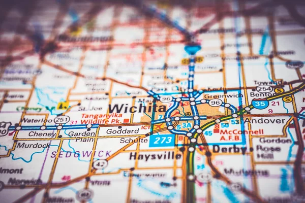 Wichita Usa Mapa Tło Podróży — Zdjęcie stockowe