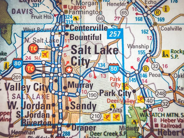 Salt Lake City Usa Mapa Fondo — Foto de Stock