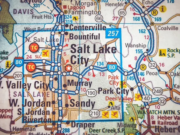 Salt Lake City Usa Mapa Fondo — Foto de Stock