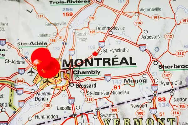 カナダ地図上のモントリオール — ストック写真
