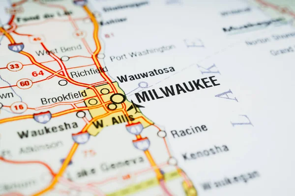 Milwaukee Mapě — Stock fotografie