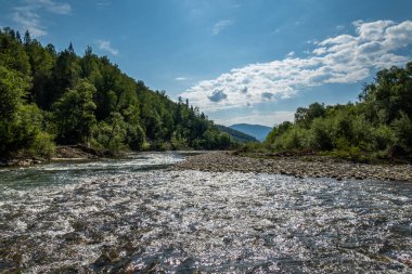 Muhteşem dağ nehri. Büyüleyici bir doğa.