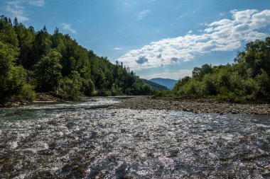 Muhteşem dağ nehri. Büyüleyici bir doğa.