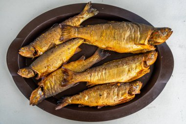 Sıcak Tütsülenmiş Alabalık Yemek Arkaplanı