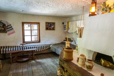 Karpatlar 'ın evlerinin iç kısımları.