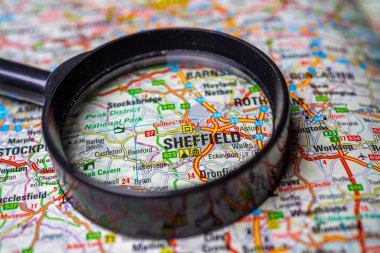 Sheffield on map of Europe clipart