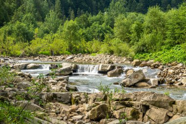 Muhteşem dağ nehri. Büyüleyici bir doğa.