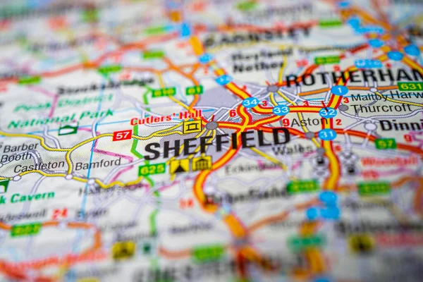 Sheffield Mapa Europa — Fotografia de Stock