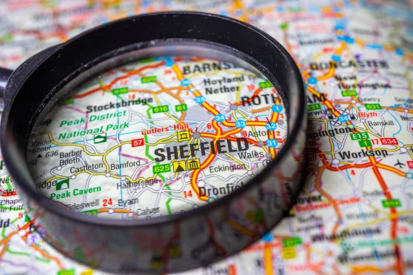 Sheffield Európai Térképen — Stock Fotó