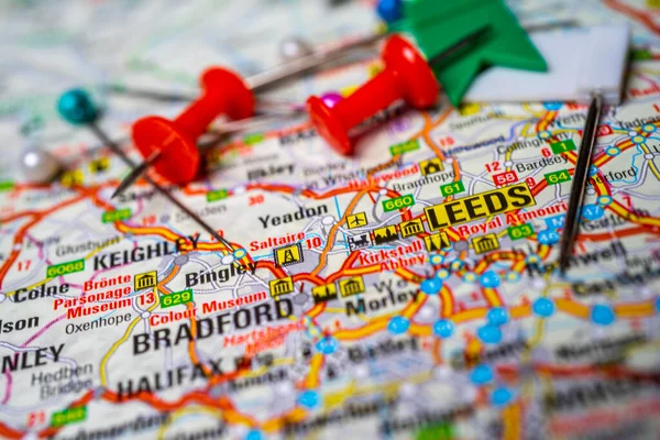 Leeds Map Europe — 图库照片