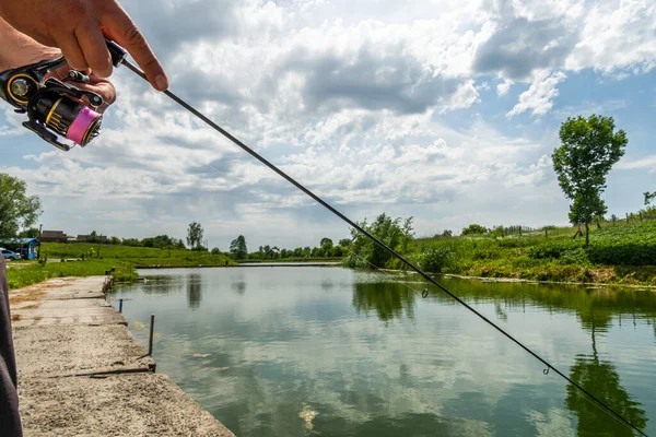 Pesca Sul Lago Fondo Pesca — Foto Stock