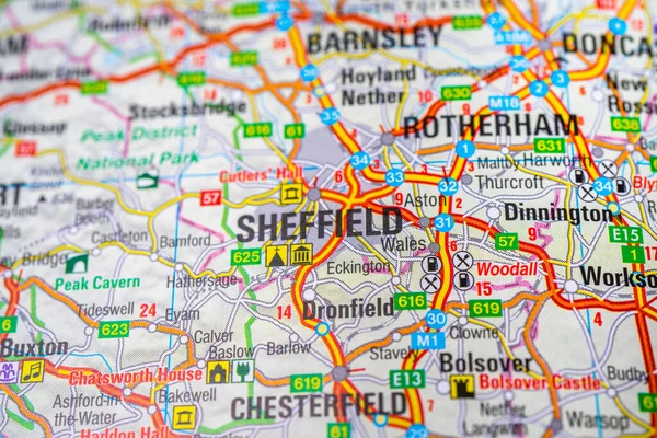 Sheffield Mapa Europa — Fotografia de Stock