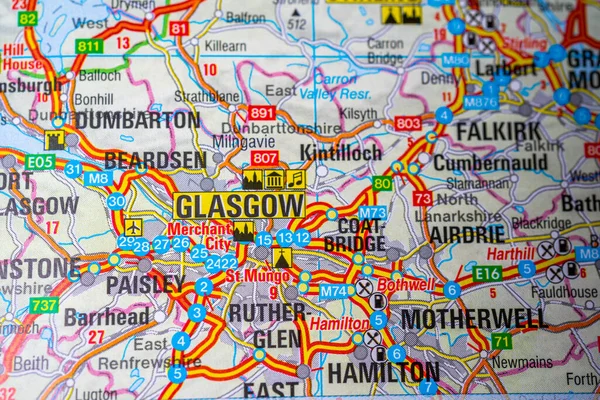 Glasgow capital of Scotland on a map