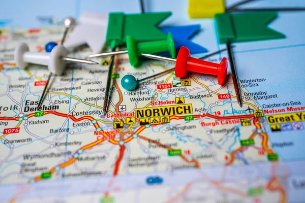 Norwich Inglaterra Mapa Europa — Foto de Stock