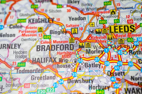 Bradford Avrupa Haritasında — Stok fotoğraf