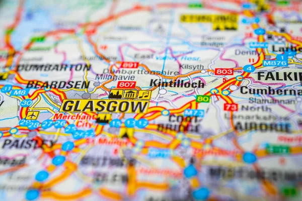 Γλασκώβη Πρωτεύουσα Της Σκωτίας Χάρτη — Φωτογραφία Αρχείου