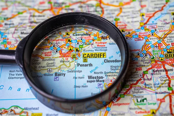 Cardiff England Kaart Van Europa — Stockfoto