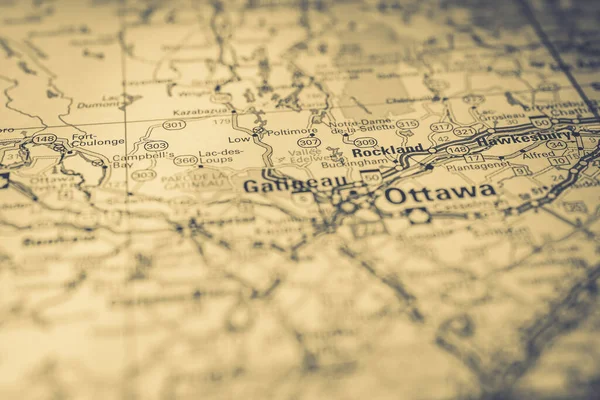 Ottawa on Canada travel map