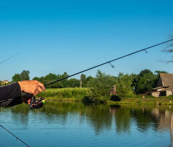 Риболовля Озері Відпочинок Містом — стокове фото