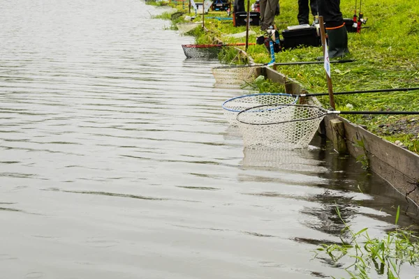 Pesca Lago Descanso Fora Cidade — Fotografia de Stock