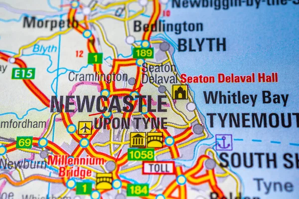 Newcastle Mapie Europy Tle — Zdjęcie stockowe