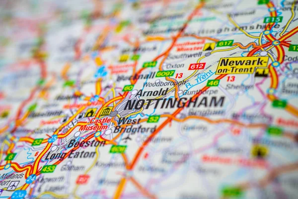 Nottingham England Kartan Över Europa — Stockfoto