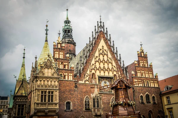 Schöner Marktplatz Breslau Schöne Alte Häuser — Stockfoto