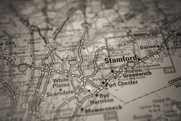 Stamford Auf Der Reisekarte Usa — Stockfoto