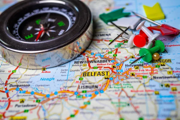 Belfast Auf Einer Europakarte — Stockfoto