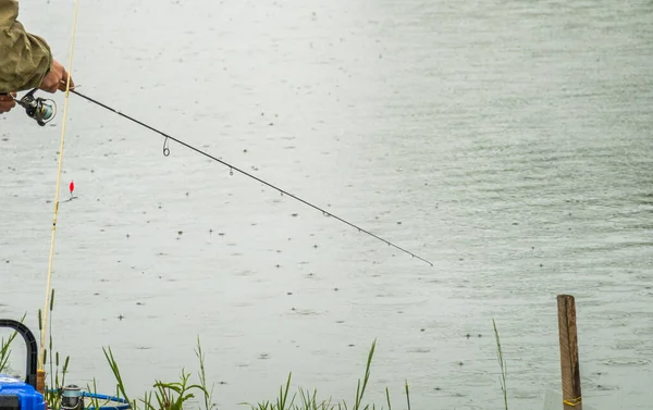 Pesca Sul Lago Riposo Fuori Città — Foto Stock