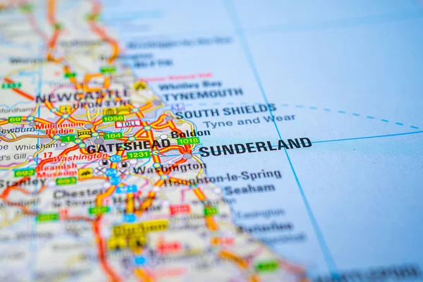 Sunderland Mapa Europa — Foto de Stock