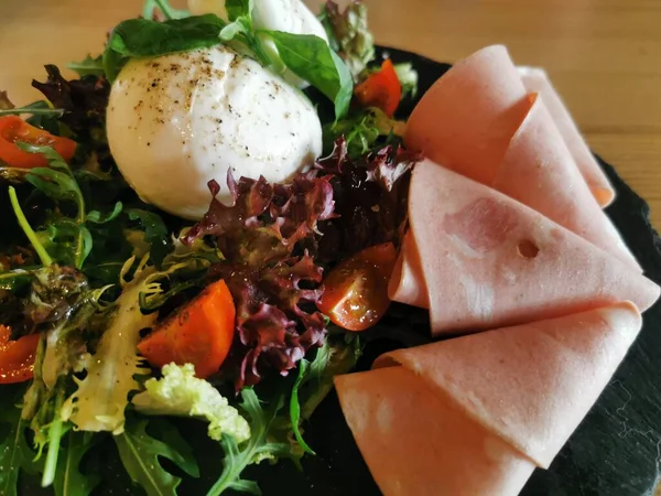 Ham salad background food texture