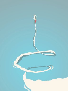 Başlangıç iş vektör kavramı astronot ve gökyüzünde uçan jetpack ile. Yeni iş, teknoloji, yenilik, gelecekteki sembolü, seyahat, yaratıcı buluş.