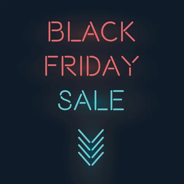 Black friday neon vector banner illustration. Shopping, discounts, special promotion advertising template. — Stock Vector