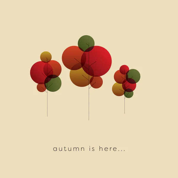 Outono conceito vetor abstrato com sobreposição de gradiente transparente árvores em cores folhagem outono de laranja, ouro e vermelho. Decoração sazonal e cartaz . —  Vetores de Stock