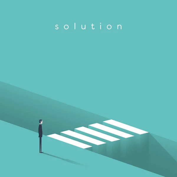 Défi commercial et dépassement du concept vectoriel. Symbole de motivation, d'ambition et de solution. — Image vectorielle