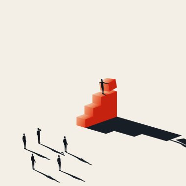 İş dünyasındaki büyüme ve başarı vektörü konsepti, iş dünyası liderlerinin basamaklarını oluşturuyor. Başarının, hırsının sembolü..