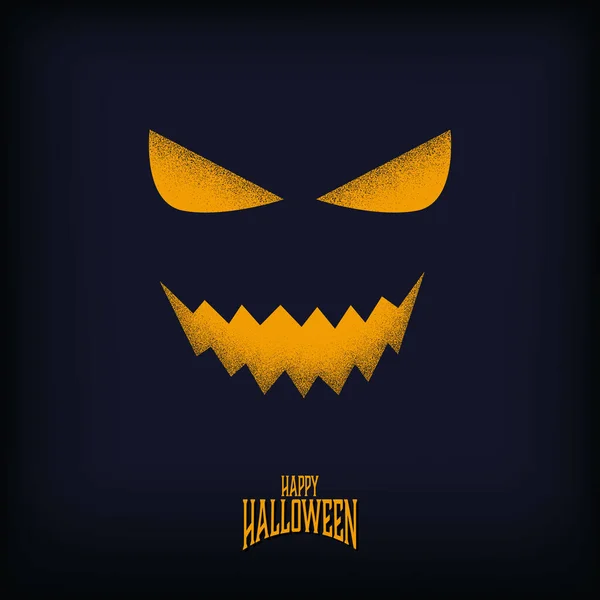 Halloween kaart of feest uitnodiging vector template met kwaadaardige monster grijns met korrelige textuur. — Stockvector