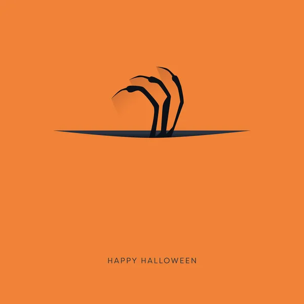 Halloween-Party-Vektoreinladung mit Monster-Hand, die aus der Lücke greift. Symbol des Urlaubs, des Grauens. — Stockvektor