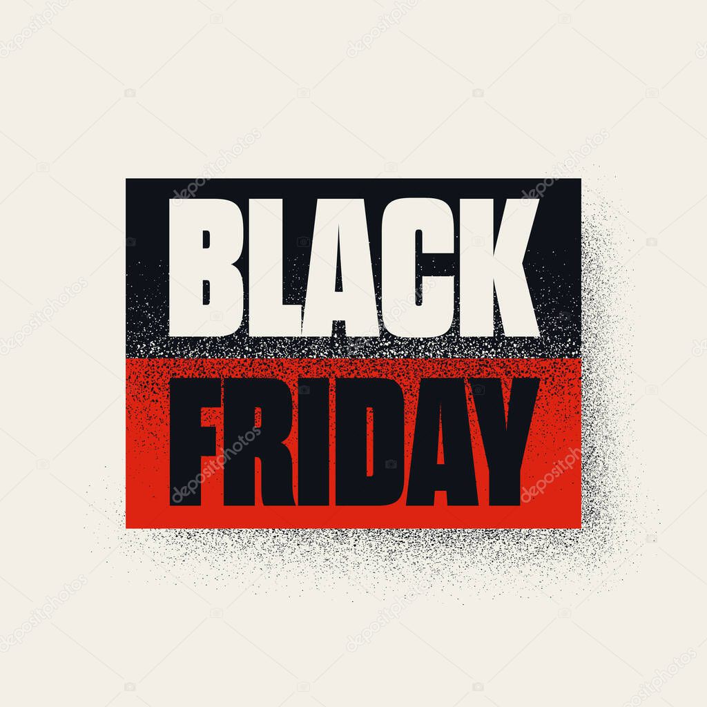 Black Friday vector sale web banner. Grunge typography style. Discounts, special offers promotion, advertising.