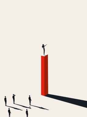 Kadın lider takımla iş kadını lider konsepti. Özgürleşmenin sembolü, başarı, hırs, liderlik