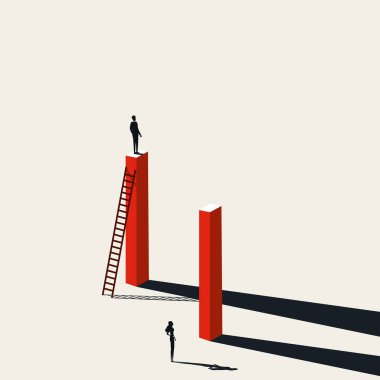 İş eşitsizliği, cinsiyet farkı kavramı ve erkek avantajı. Ayrımcılık sembolü, farklı fırsatlar.