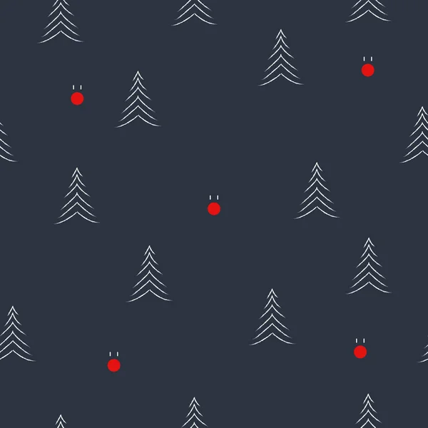 Modèle vectoriel minime de carte de Noël avec renne nez rouge dans les bois. Paysage des vacances d'hiver. — Image vectorielle