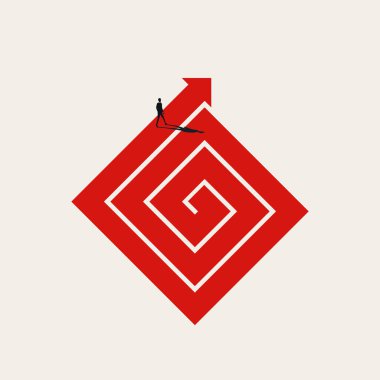 İş dünyası çözüm bulur ve labirent vektör kavramını çözer. Başarının sembolü, meydan okumanın. En düşük tasarım eps10 illüstrasyon