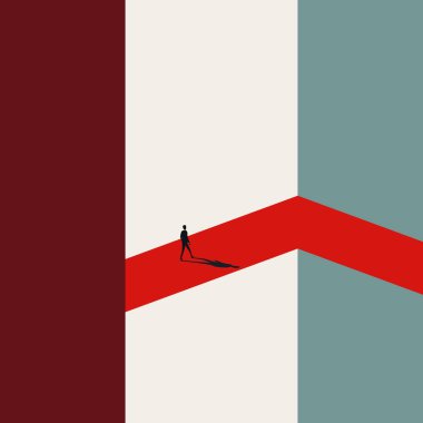 Kariyer, iş ve vektör konseptinde değişim ve yeni bir yola geçiş. Minimalist tasarım Bölüm 10 İllüstrasyon