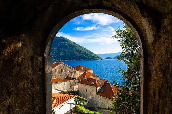 Voyage Dans Vieille Ville Touristique Côte Adriatique Perast Monténégro Parmi — Photo