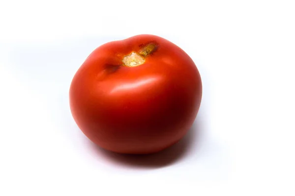 Frische Tomate Mit Schatten Isoliert Auf Weiß — Stockfoto