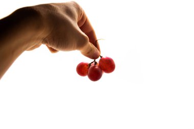 Kırmızı üzümlerin arka planı yakın plan izole fotoğrafçılık.