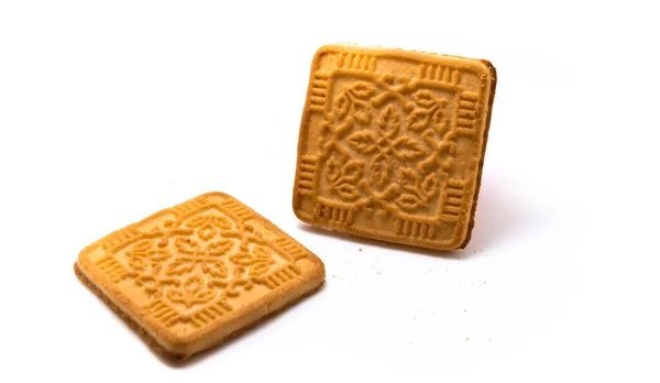 Verschillende Smakelijke Crackers Geïsoleerd Witte Achtergrond — Stockfoto